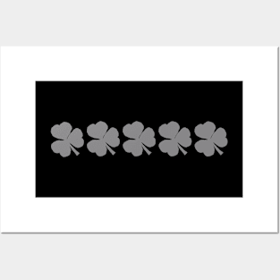 Five Silver Grey Shamrocks for St Patricks Day Posters and Art